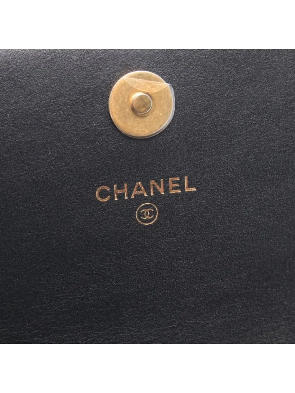 Chanel Shoulder Bag Quilted Logo Black Lambskin Chain Wallet
